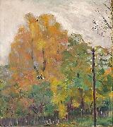 Bernhard Folkestad Deciduous trees in fall suit with cuts France oil painting artist